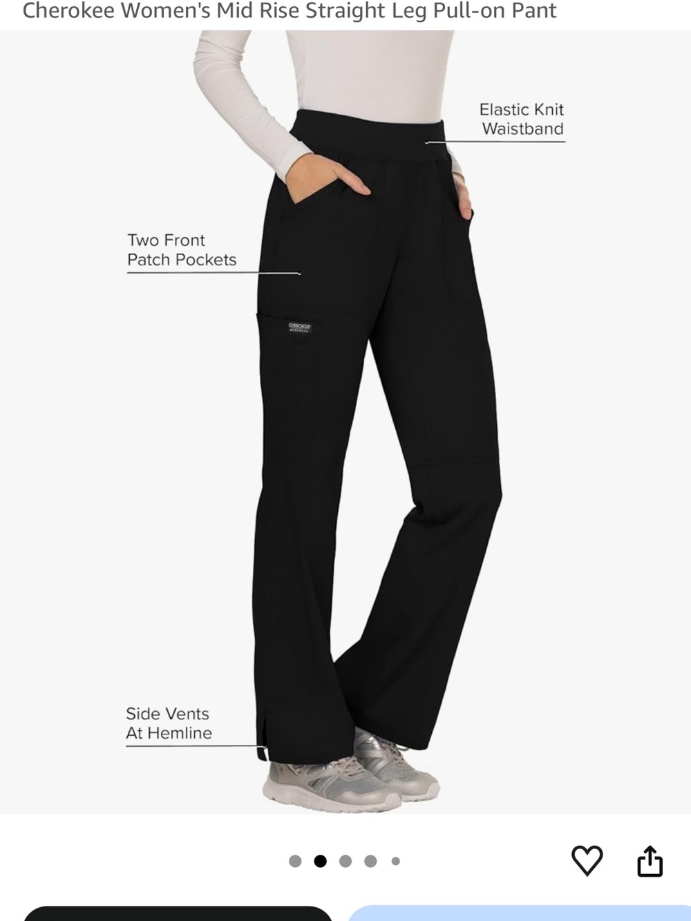 Cherokee Black Straight Leg Pull-On Pants